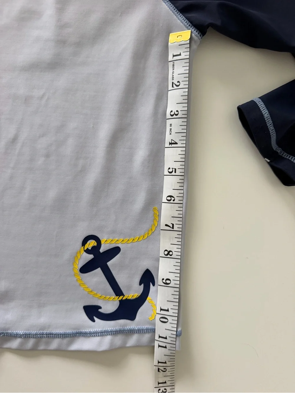 Janie and Jack Boys Rash Guard Swim Shirt Sz 5 Navy White Anchor Nautical UPF